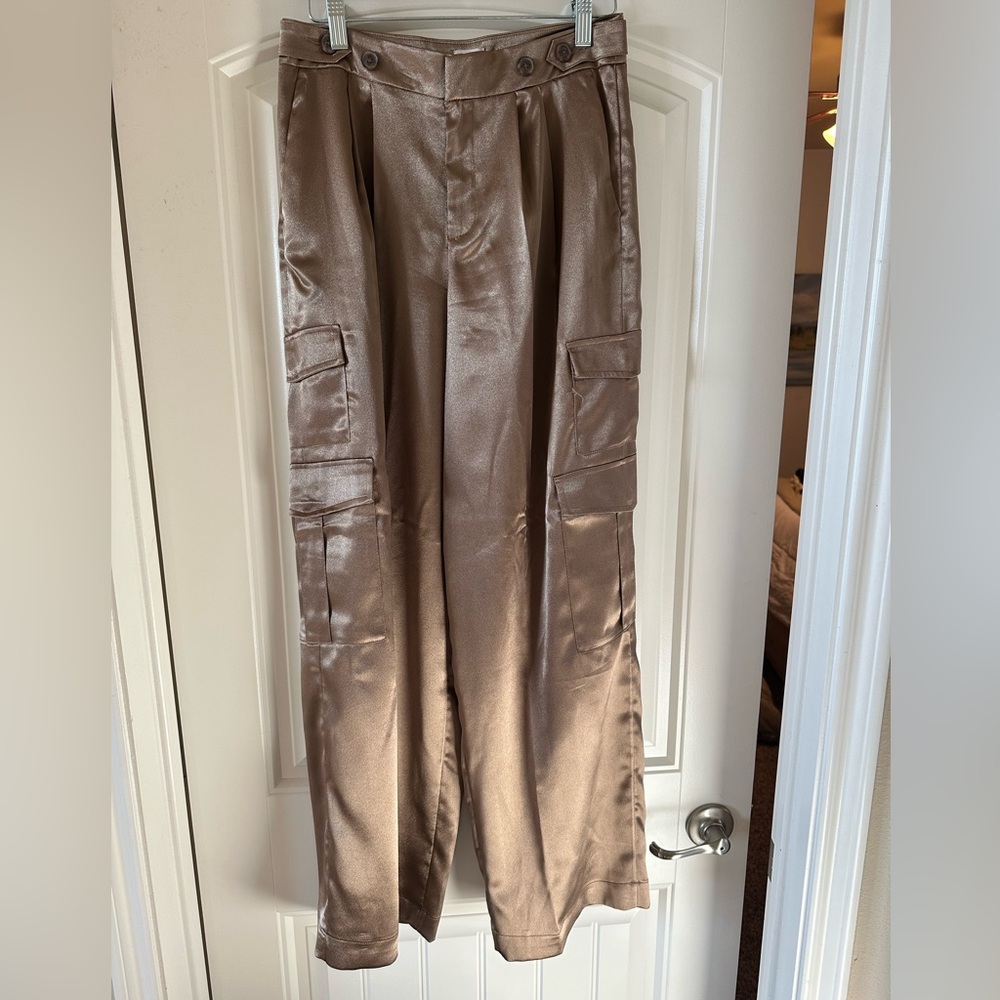 A New Day Satin Cargo Pant, Size: 4, Color: Bronze